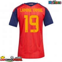 Camisa de Futebol Espanha Lamine Yamal #19 Equipamento Principal Mulheres Mundo 2026 Manga Curta